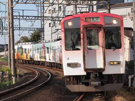 近鉄6600系吉野ラッピング急行 近鉄南大阪線土師ノ里~道明寺