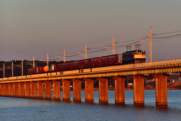 Ef65 65牽引鹿島貨物1092ﾚ 北浦橋梁 写真共有サイト フォト蔵