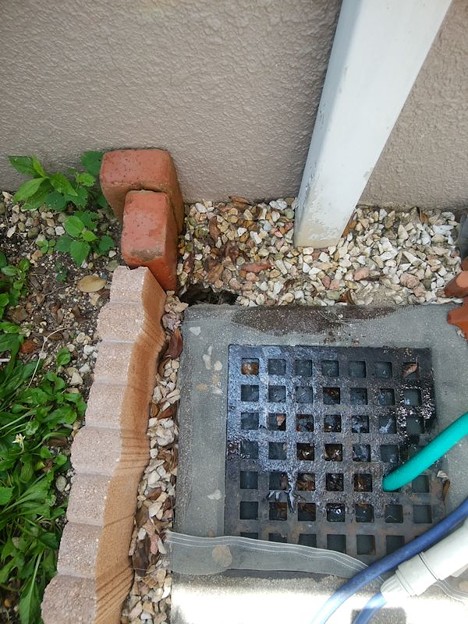1 庭排水枡脇陥没 写真: 1 庭排水枡脇陥没