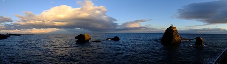 夫婦岩 パノラマ02 12月朝7:18