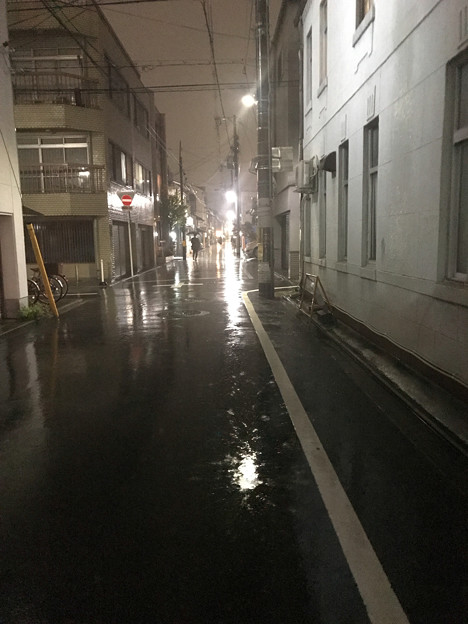 雨の夜道